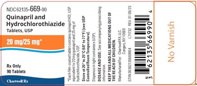 image description - quinapril and hydrochlorothiazide tabs 25mg 90s bottle label